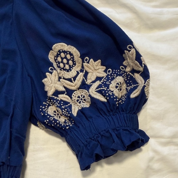 Sea New York Navy Blue Embroidered Blouse Manuela - Picture 2 of 4